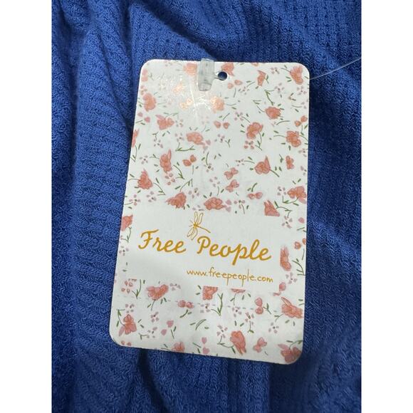 Long Sleeve Blue Thermal Top V-Neck Relaxed Fit Casual Everyday - Picture 6 of 6